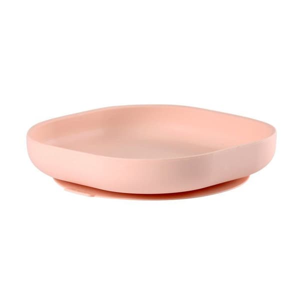 Béaba Repas Silikon Sugkopp Tallrik Rosa