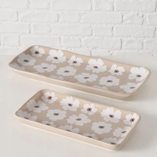 Assiette Boltze Assiettes med blommor i keramik, 13 - 15 cm, CANEA