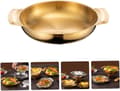 Miniatyrbild 3 av 5: OBOSOE Dubbelörad rostfri stekpanna i guld/silver för skaldjur och tapas – Koreansk design för hemmet