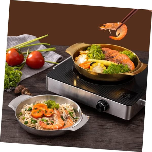OBOSOE Dubbelörad rostfri stekpanna i guld/silver för skaldjur och tapas – Koreansk design för hemmet