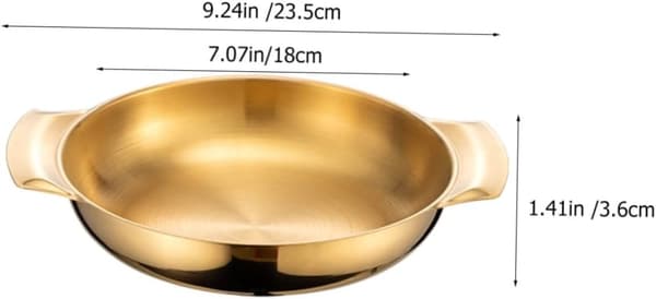 OBOSOE Dubbelörad rostfri stekpanna i guld/silver för skaldjur och tapas – Koreansk design för hemmet
