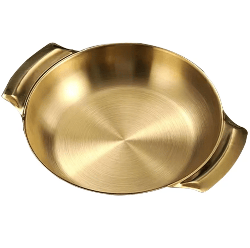 OBOSOE Dubbelörad rostfri stekpanna i guld/silver för skaldjur och tapas – Koreansk design för hemmet