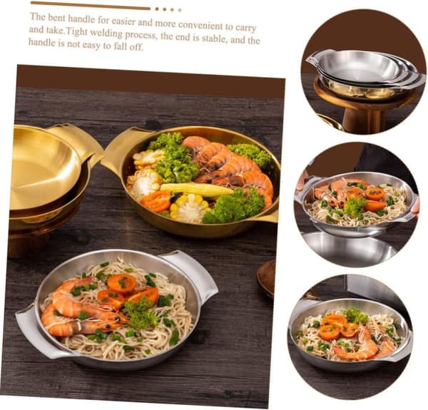 OBOSOE Dubbelörad rostfri stekpanna i guld/silver för skaldjur och tapas – Koreansk design för hemmet