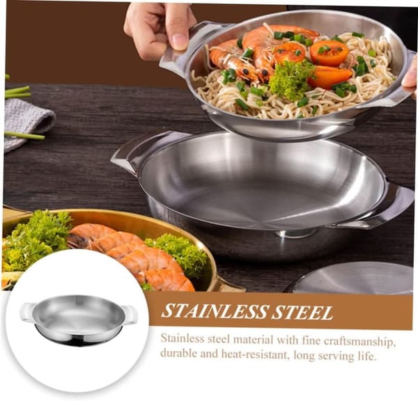 OBOSOE Dubbelörad rostfri stekpanna i guld/silver för skaldjur och tapas – Koreansk design för hemmet
