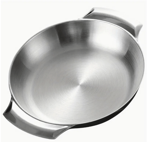 OBOSOE Dubbelörad rostfri stekpanna i guld/silver för skaldjur och tapas – Koreansk design för hemmet