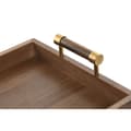 Miniatyrbild 2 av 3: Bricka Home ESPRIT Gyllene Naturell Metall Akaciaträ 39 x 26,5 x 8 cm