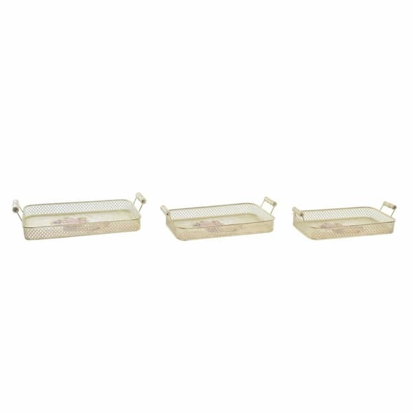 Uppsättning med Brickor DKD Home Decor Rosa Metall Aluminium 8 cm 40 x 21 x 8 cm (3 antal)