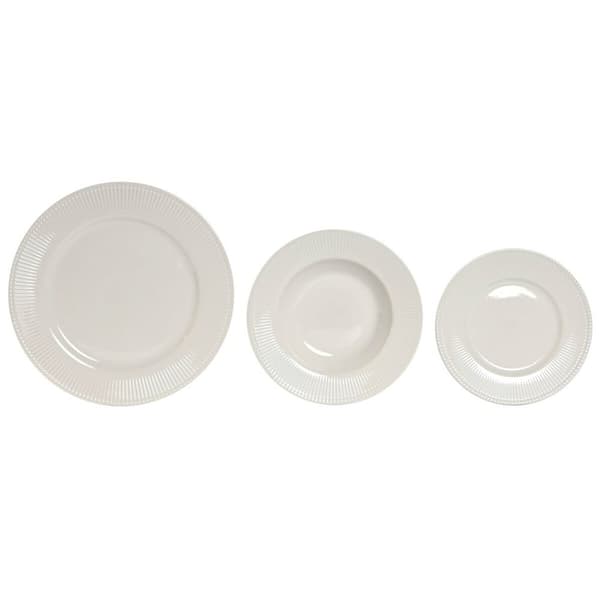 Matservis Home ESPRIT Vit Porslin Ränder 27 x 27 x 2 cm 18 Delar
