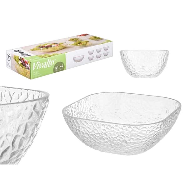 Edénykészlet Vivalto TP70165BK/BH Transparent Glas 20 x 20 x 8 cm 10,3 x 10,3 x 5,5 cm (4 antal)