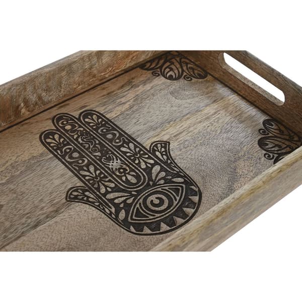 Uppsättning med Brickor Home ESPRIT Naturell Mangoträ 43,5 x 27 x 5,5 cm (2 antal)