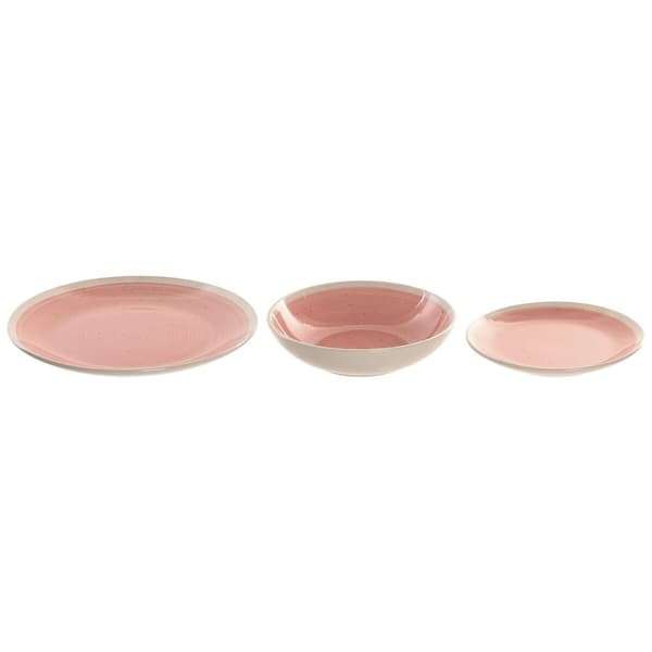 Matservis Home ESPRIT Vit Rosa Stengods 18 Delar