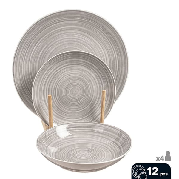 Kinesisk porcelæn Caison Sakura Brun Grå Porcelæn 12 Dele