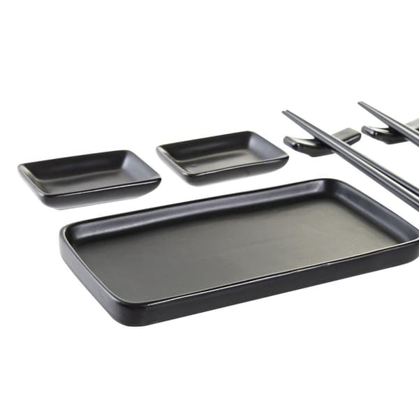Sushi-sæt DKD Home Decor Sort Bambus Stentøj (31,3 x 19,3 x 2,7 cm)