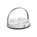 Miniatyrbillede 1 af 4: Sæt til appetizere DKD Home Decor Hvid/Sort Metal Bambus Stentøj Loft 4 Dele 21,5 x 21,5 x 14 cm