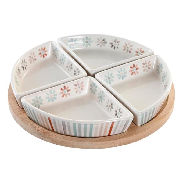 Snack bakke DKD Home Decor 21,5 x 21,5 x 1 cm Multifarvet Stentøj