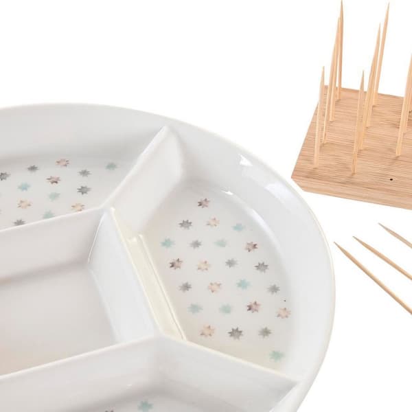 Snack bakke DKD Home Decor 23,5 x 23,5 x 3 cm Multifarvet Stentøj