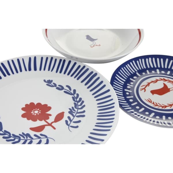 Madlavningssæt DKD Home Decor Blå Hvid Rød Porcelæn Middelhavet 18 Dele 27 x 27 x 3 cm