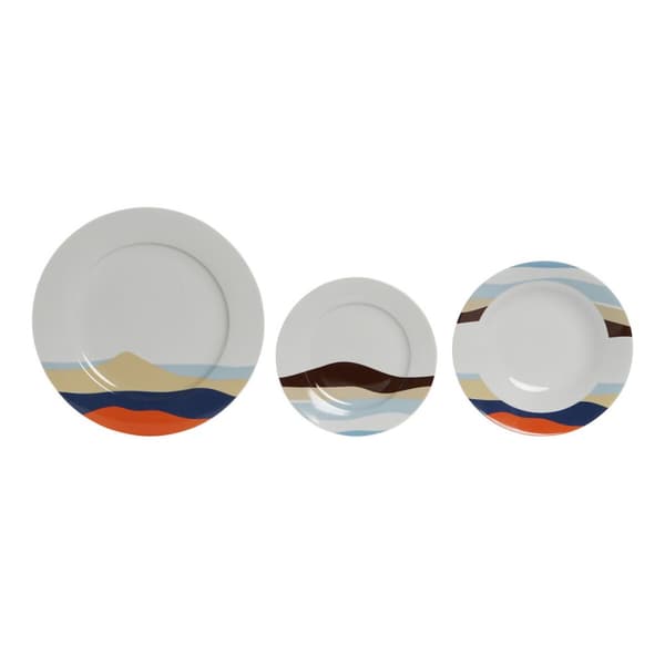 Madlavningssæt Home ESPRIT Blå Grøn Porcelæn Tropisk 18 Dele 27 x 27 x 2 cm