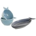 Miniatyrbillede 4 af 5: Sæt til appetizere Home ESPRIT Blå Himmelblå Porcelæn Akacie Middelhavet Fisk 19,5 x 16,5 x 1,3 cm 4 Dele