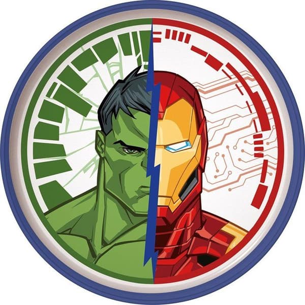 Plat Cuisines Tataway Barnassiette för Barn i Vit och Blå Plast med Antislipbas Marvel Avengers Iron Man Hulk