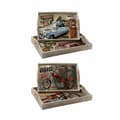 Miniatyrbild 1 av 4: Uppsättning med Brickor DKD Home Decor Multicolour Trä MDF 40 x 30 x 6 cm (2 antal)