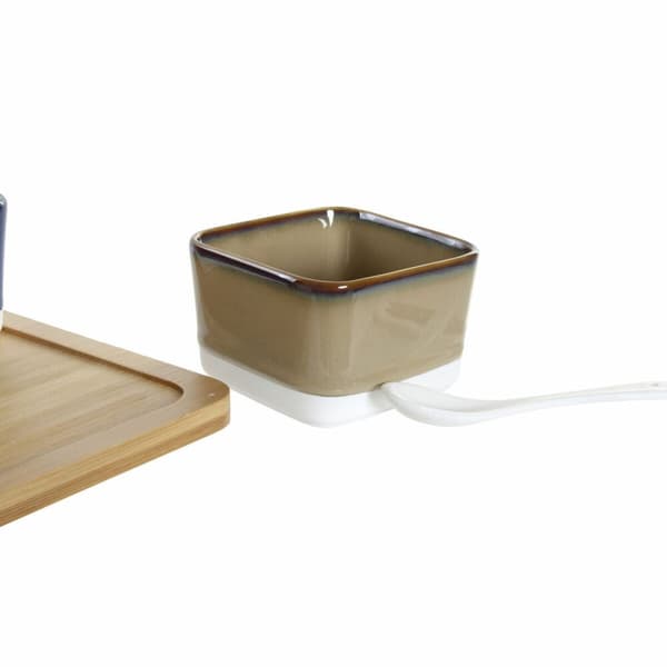 Sæt til appetizere DKD Home Decor 27 x 20 x 1,3 cm Porcelæn Beige Blå Brun Grøn Moderne