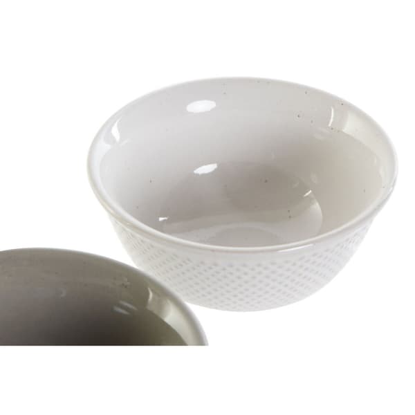 Kulho DKD Home Decor Valkoinen Harmaa Posliini Vintage 12,5 x 12,5 x 6,5 cm 2 Kappaletta