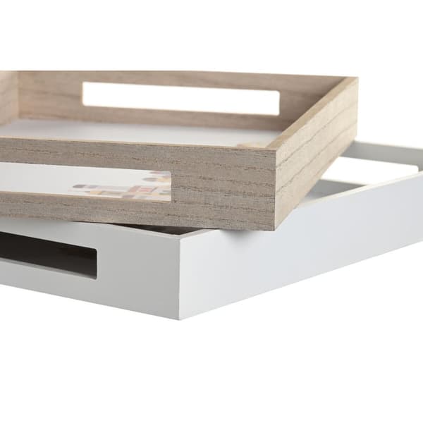 Välipalatarjotin DKD Home Decor Monivärinen Puu MDF Cottage Talot (2 osaa) (40 x 30 x 5 cm)