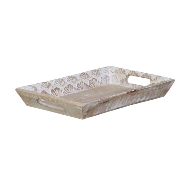 Snack bakke 45,5 x 30,5 x 5,5 cm Hvid Mangotræ (2 enheder)
