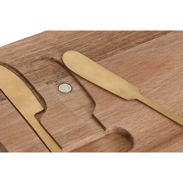 Ostebræt Home ESPRIT Rustfrit stål Akacie 38 x 20 x 1,5 cm (3 Dele)