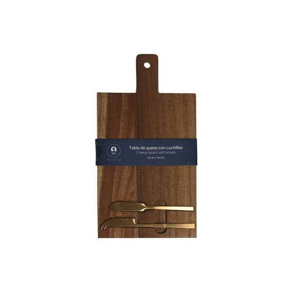 Ostebræt Home ESPRIT Rustfrit stål Akacie 38 x 20 x 1,5 cm (3 Dele)