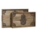 Miniatyrbillede 1 af 3: Bakkesæt Home ESPRIT Natur Mangotræ 43,5 x 27 x 5,5 cm (2 enheder)