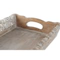 Pikkukuva 2 / 4: Tarjotinsetti Home ESPRIT Valkoinen Luonnollinen Mangopuu 40,5 x 25,5 x 6,5 cm (2 osaa)