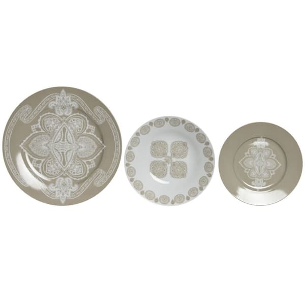Madlavningssæt Home ESPRIT Blå Beige Porcelæn 18 Dele 27 x 27 x 2 cm
