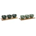 Miniatyrbillede 1 af 5: Sæt til appetizere Home ESPRIT Grøn Mørk grøn Bambus Porcelæn Tropisk 4 Dele 32 x 10 x 7 cm (2 enheder)