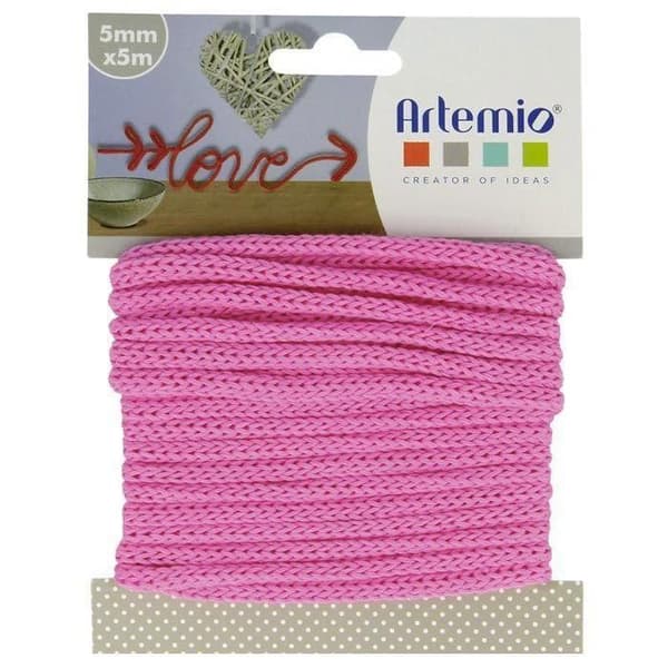 Kreativa hantverksmaterial - Snöre - Stickgarn - Rosa - 5 meter - 5mm