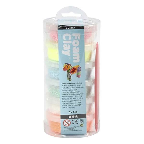 Foam Clay Beaded Modeling Clay Set - FOAM CLAY - Set om 6 - Glittrigt - Flerfärgad