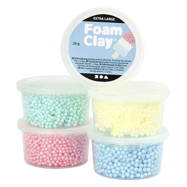 Set med 5 Pastel Foam Clay modelleringspastor 25 g