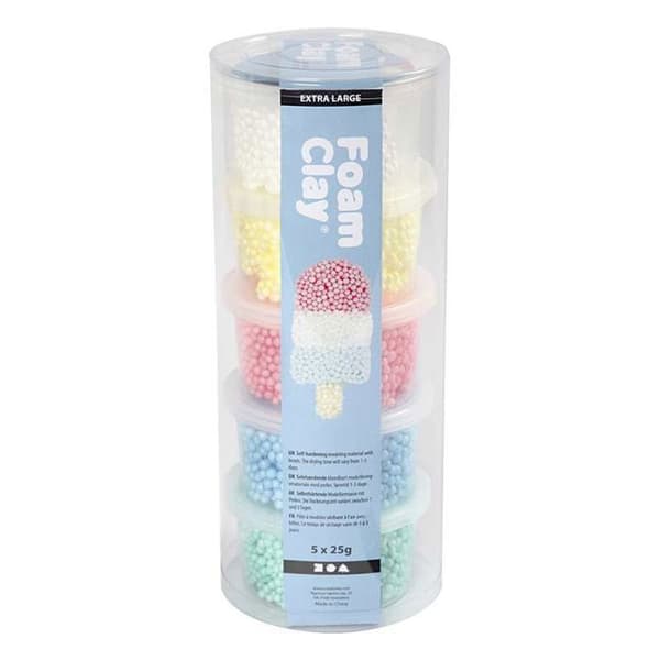 Set med 5 Pastel Foam Clay modelleringspastor 25 g