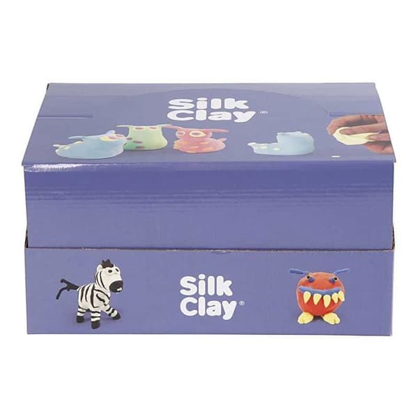 Set med 12 Silk Clay-modellpastor - Basic- och neonfärger