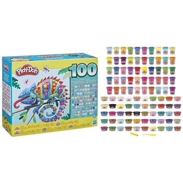 Box med 100 krukor med Play-Doh Wow-modelllera - Flerfärgad - PLAYDOH