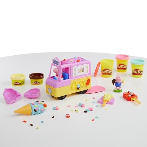 Play-Doh Peppa och glassbilen - Peppa och George figurer och 5 krukor modelllera - Hjältarna