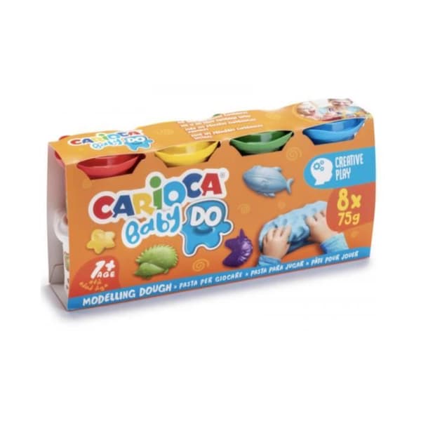 CARIOCA BABY DO modelllera set - 8 krukor à 75 g med avtryck för gjutning - 8 färger