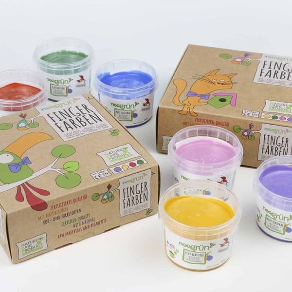 Neogrün Aki naturlig & vegansk organisk fingerfärg Set med 4 krukor - Flerfärgad