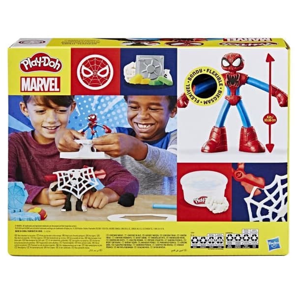 Play-Doh Spider-Man, Sharp Attack-set med 2 flexibla figurer, 7 tillbehör och modelllera, från 4 år, Marvel