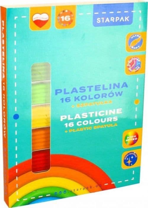 Modellera Starpak - STK PLA110 - PLASTELINA 16KOL FALISTA SPATEL STK BOX 1/40