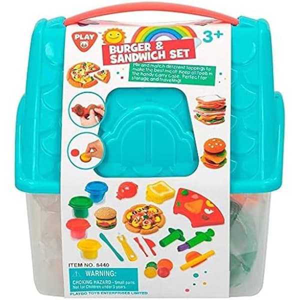 Leksak - Hamburgare och smörgås - 18 x 18 x 16 cm - Förpackning med 19 stycken - För barn