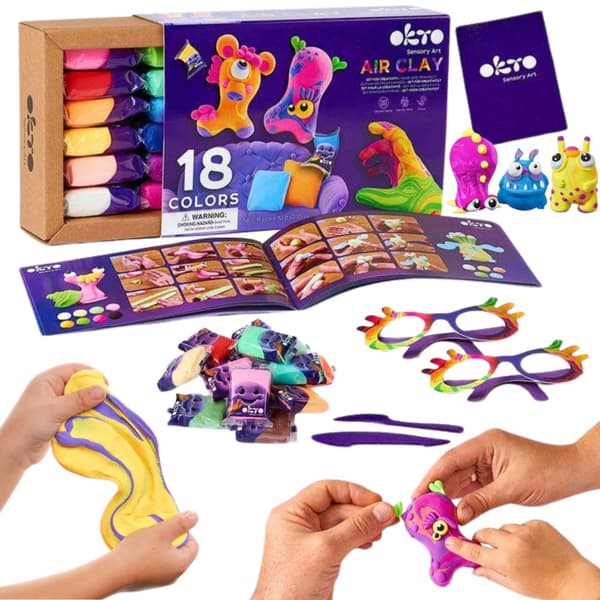 OKTO Art Set Ljus Självhärdande Plasticine Monsters Glasögon 70151
