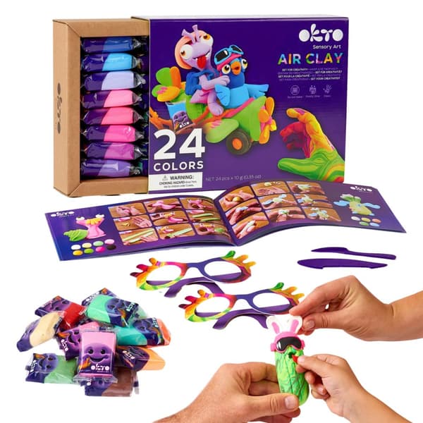 OKTO Art Set Ljus Självhärdande Plasticine Figurer Glasögon 70150