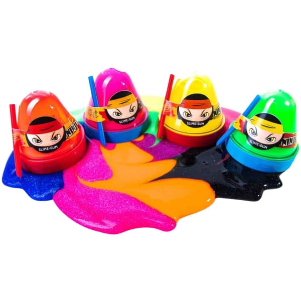 Anti-Stress Slime Ninja Neon med Glitter smag Slime med sugerør 100g 80063